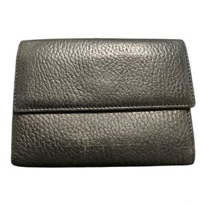 Burberry Metallic Gray Pebbled Leather Wallet